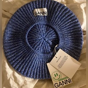 NWT GANNI Grenada Blue Wool Beret